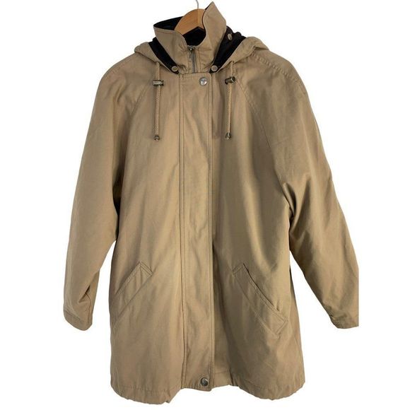 Mens London Fog Limited Ed Size M Winter Coat Removable Lining Hood Khaki 6039